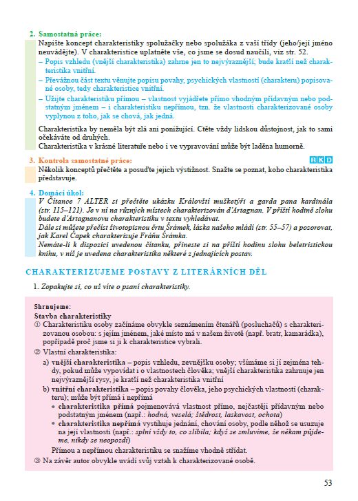 Charakterizujeme postavy literárních děl Charakterizujeme postavy literárních děl
