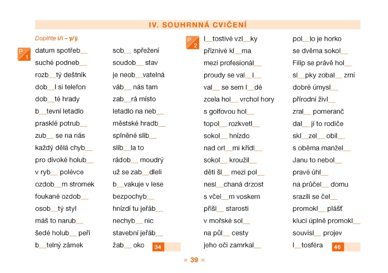 Souhrnná cvičení Souhrnná cvičení
