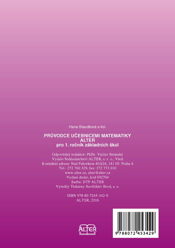 Průvodce učebnicemi matematiky ALTER pro 1. ročník ZŠ