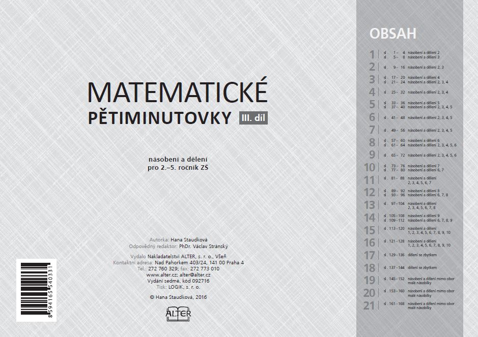 MATEMATICKÉ PĚTIMINUTOVKY, III. díl