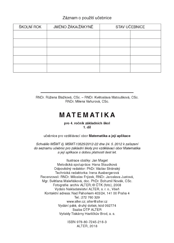 MATEMATIKA pro 4. ročník, 1. díl