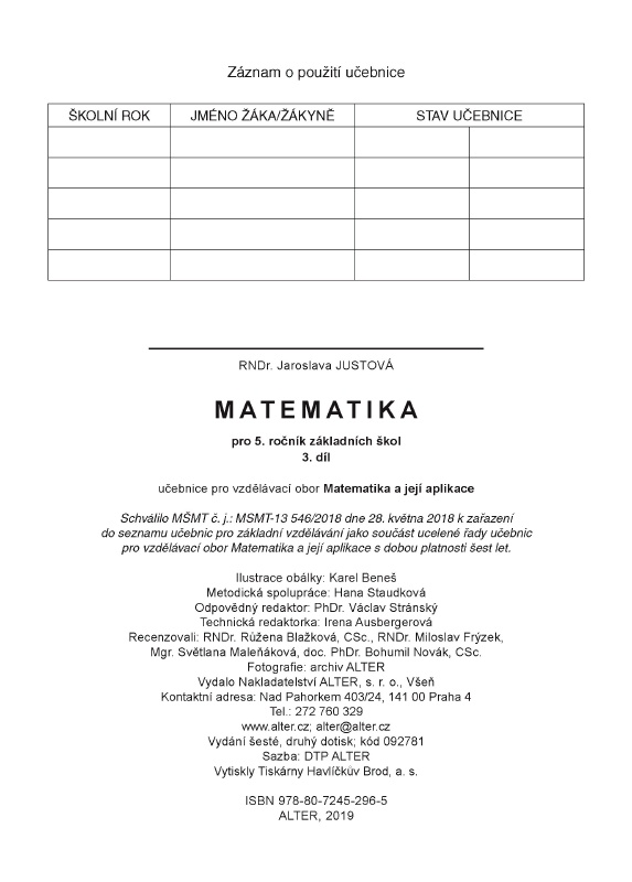 Matematika pro 5. ročník, 3. díl