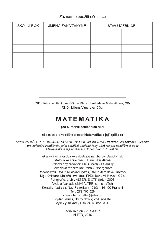 MATEMATIKA pro 4. ročník - jednodílná