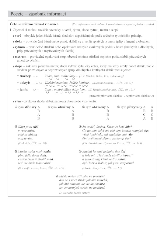 Příloha – poezie Poezie – zásobník informací