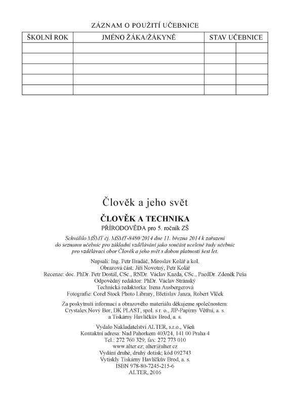 Přírodověda 5/3 – ČLOVĚK A TECHNIKA