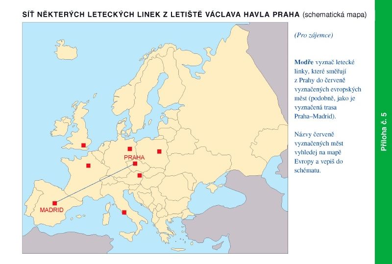 Síť některých leteckých linek z letiště Václava Havla v Praze