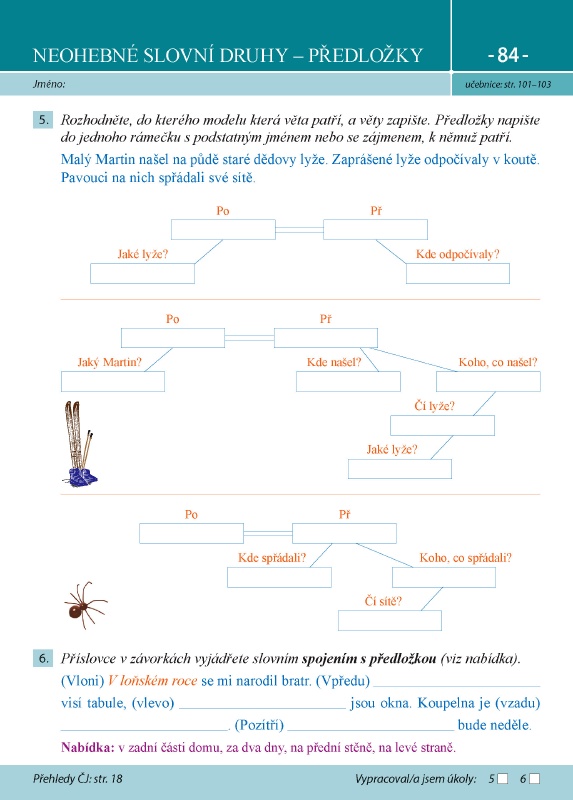 Neohebné slovní druhy – předložky