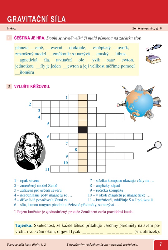 Gravitační síla Křížovka