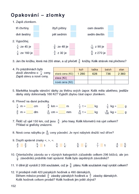 Opakování – zlomky Zlomky