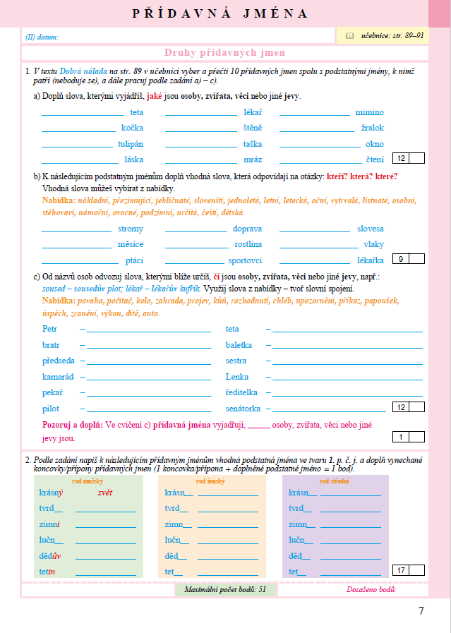 PRACOVNÍ SEŠIT k Českému jazyku 5, 2. díl ALTER, str. 7