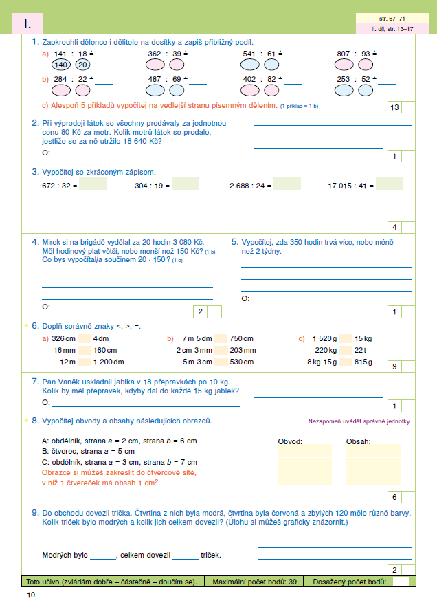 PRACOVNÍ SEŠIT k Matematice pro 5. ročník, 2. díl, str. 12
