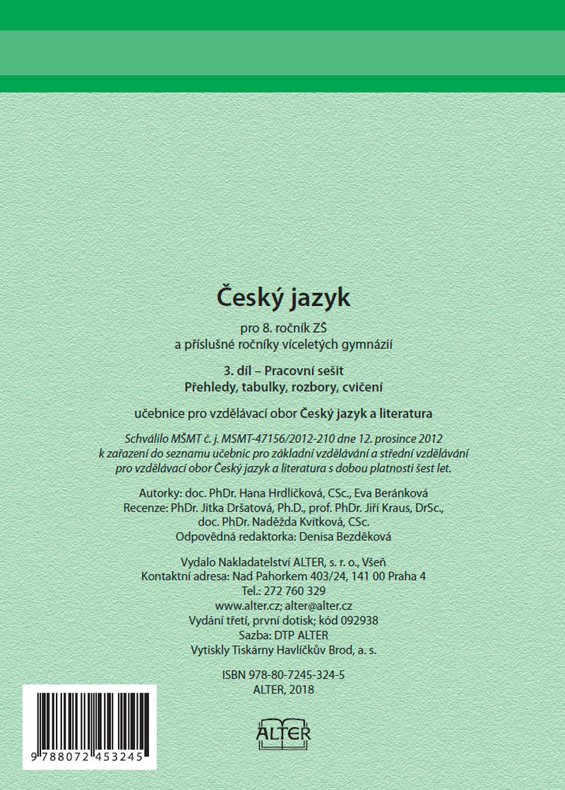 ČESKÝ JAZYK 8, 3. díl: Pracovní sešit - Přehledy, tabulky, rozbory, cvičení